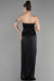 Long Black Satin Prom Gown ABU3474