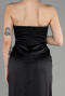 Long Black Satin Prom Gown ABU3474