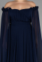 Long Navy Blue Chiffon Plus Size Evening Dress ABU3464