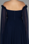 Long Navy Blue Chiffon Plus Size Evening Dress ABU3464
