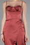 Long Light Brown Satin Evening Dress ABU3390