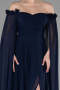 Long Navy Blue Chiffon Evening Dress ABU3462