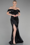 Long Black Satin Mermaid Evening Dress ABU3479