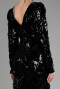 Short Black Sequined Velvet Invitation Dress ABK1909