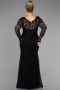Long Black Laced Oversized Evening Dress ABU1574