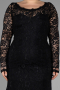 Long Black Laced Oversized Evening Dress ABU1574