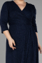 Long Navy Blue Plus Size Evening Dress ABU3509