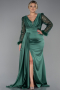 Long Emerald Green Plus Size Evening Dress ABU3237