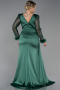 Long Emerald Green Plus Size Evening Dress ABU3237