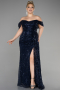 Long Navy Blue Scaly Plus Size Engagement Dress ABU3579
