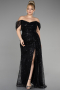 Long Black Scaly Plus Size Engagement Dress ABU3579