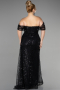 Long Black Scaly Plus Size Engagement Dress ABU3579