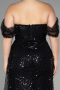 Long Black Scaly Plus Size Engagement Dress ABU3579
