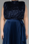 Long Navy Blue Plus Size Evening Dress ABU3341