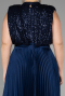 Long Navy Blue Plus Size Evening Dress ABU3341