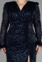 Long Navy Blue Scaly Plus Size Evening Dress ABU3505