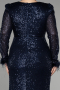Long Navy Blue Scaly Plus Size Evening Dress ABU3505