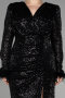 Long Black Scaly Plus Size Evening Dress ABU3505
