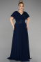 Long Navy Blue Plus Size Evening Dress ABU1562