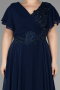 Long Navy Blue Plus Size Evening Dress ABU1562