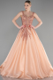 Long Salmon Plus Size Haute Couture Dress ABU3620