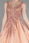 Long Salmon Plus Size Haute Couture Dress ABU3620