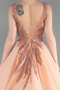 Long Salmon Plus Size Haute Couture Dress ABU3620