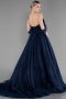 Long Navy Blue Plus Size Haute Couture Dress ABU3622