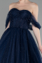 Long Navy Blue Plus Size Haute Couture Dress ABU3622