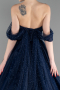 Long Navy Blue Plus Size Haute Couture Dress ABU3622