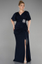 Long Navy Blue Formal Plus Size Dress ABU3645