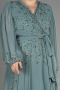 Turquoise Long Chiffon Plus Size Evening Dress ABU3075