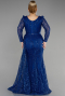 Long Sax Blue Plus Size Engagement Dress ABU3562