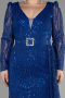 Long Sax Blue Plus Size Engagement Dress ABU3562