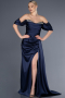 Long Navy Blue Satin Evening Dress ABU2661
