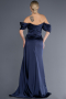 Long Navy Blue Satin Evening Dress ABU2661