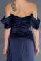 Long Navy Blue Satin Evening Dress ABU2661