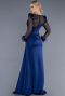 Long Navy Blue Satin Evening Dress ABU3673