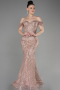 Powder Color Long Plus Size Engagement Dress ABU3530