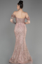 Powder Color Long Plus Size Engagement Dress ABU3530