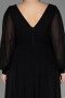 Long Black Chiffon Oversized Evening Dress ABU1988