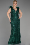 Long Emerald Green Scaly Plus Size Engagement Dress ABU3671