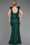 Long Emerald Green Scaly Plus Size Engagement Dress ABU3671