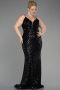 Long Black Plus Size Evening Dress ABU1661