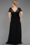 Long Black Chiffon Plus Size Engagement Dress ABU3731