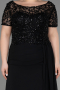Long Black Chiffon Plus Size Engagement Dress ABU3731