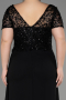 Long Black Chiffon Plus Size Engagement Dress ABU3731