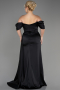 Long Black Satin Plus Size Engagement Dress ABU3655