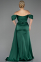 Long Emerald Green Satin Plus Size Engagement Dress ABU3655