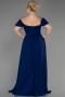 Navy Blue Long Chiffon Plus Size Evening Dress ABU3738